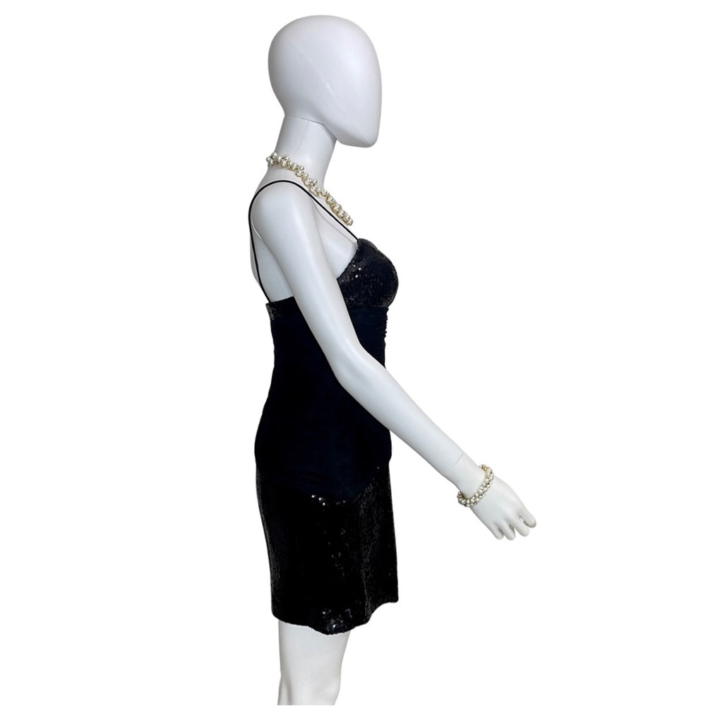 BASIX II Black Sequin Dress with Net Rousch Waist - Picture 3 of 7